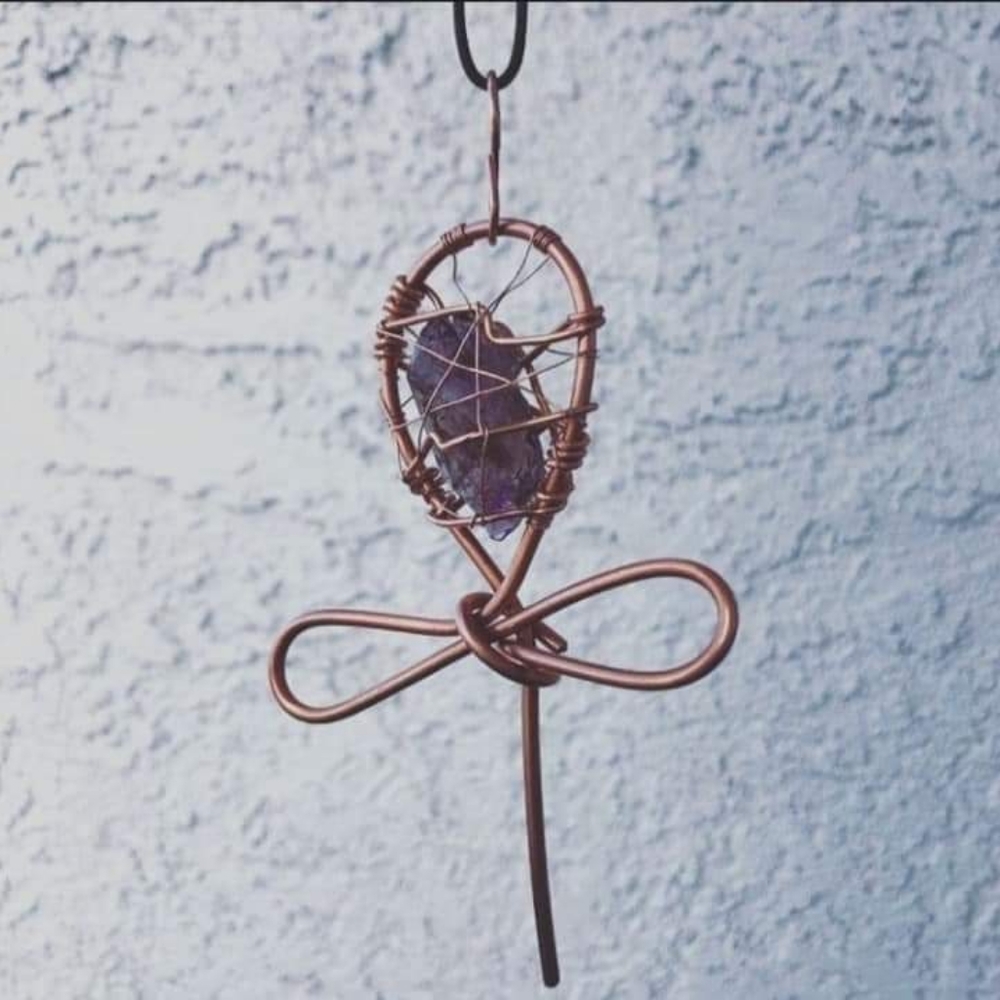 Smokey Amethyst Elestial Quartz Infinity Ankh